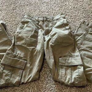 Wide leg green cargo pants